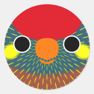 The face of a Varied Lorikeet Classic Round Sticker