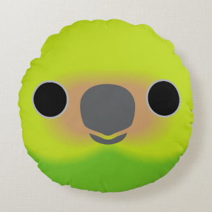 The face of a Yellow-capped pygmy parrot Round Cushion