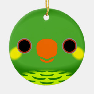 The face of a Yellow-cheeked lorikeet Ceramic Tree Decoration