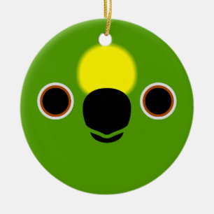 The face of a Yellow-crowned amazon Ceramic Tree Decoration