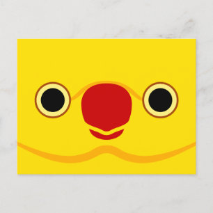 The face of a yellow female Rose-ringed parakeet Holiday Postcard
