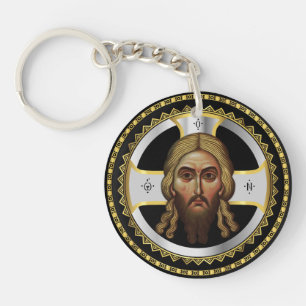 The Face Of Christ Orthodox Black Icon Key Ring
