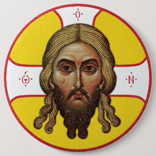 The Face Of Christ Orthodox Icon 6 Cm Round Badge