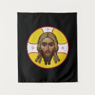 The Face Of Christ Orthodox Icon Tapestry