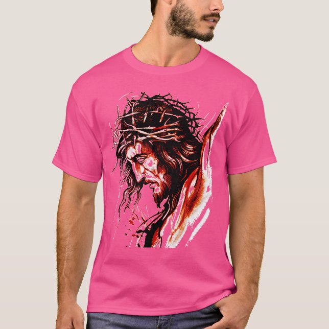 The Face Of Jesus-Drawing T-Shirt (Front)