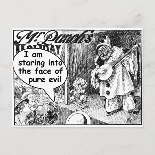 The Face of Pure Evil (Banjo Clown) Postcard (Front)