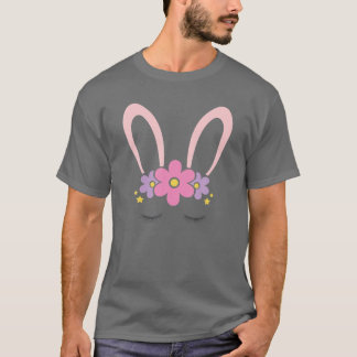 The Face Rabbit Lovely Easter Bunny Flower Colour T-Shirt