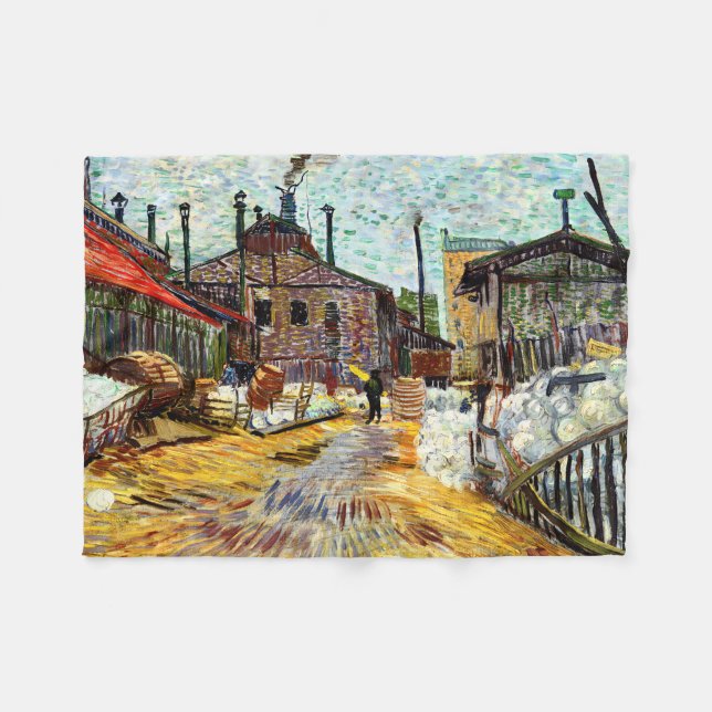 The Factory (1887) by Vincent Van Gogh Fleece Blanket (Front (Horizontal))