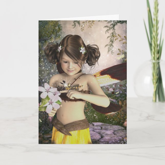 The Fairy and the Dragonfly Birthday Card (Front)