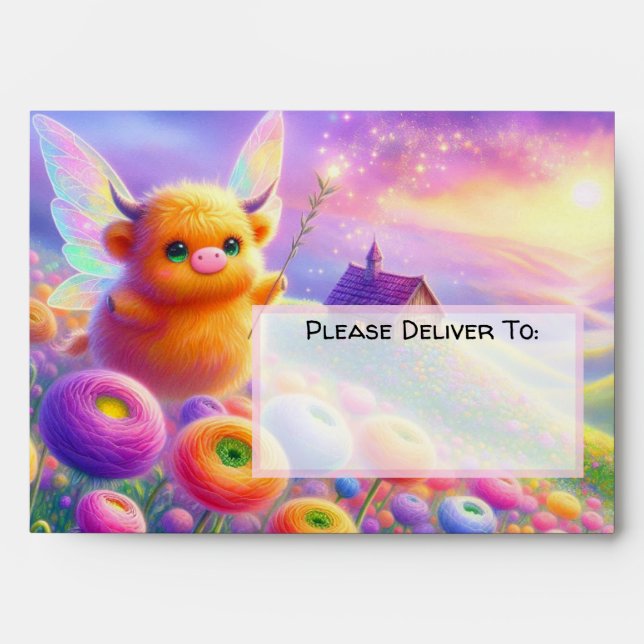 The Fairy Collection: Highland Cow Fairy Envelopes (Front)