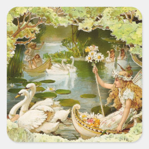 “The Fairy Lake” by E S Hardy Square Sticker