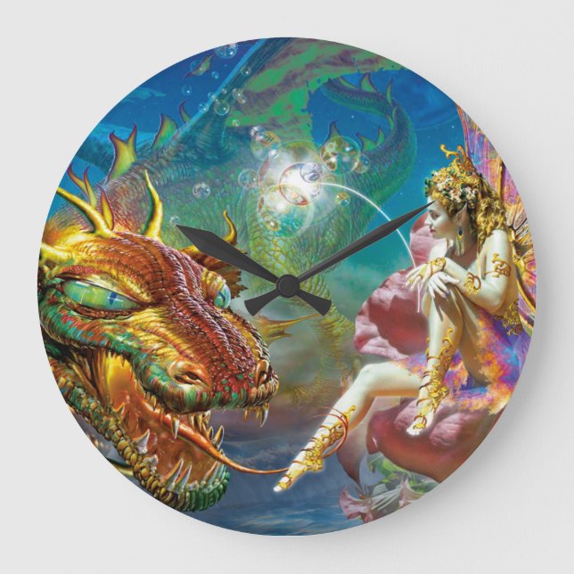 The Fairy & The Dragon Large Clock (Front)