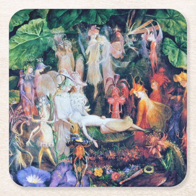 The Fairy's Funeral, John Anster Fitzgerald Square Paper Coaster (Front)