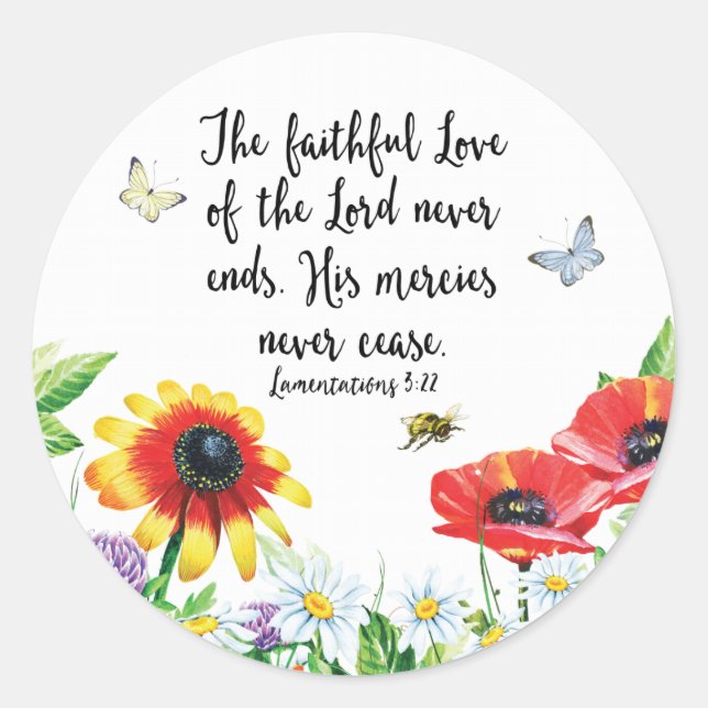 The Faithful Love of the Lord Never Ends Classic Round Sticker (Front)