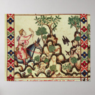 The Falcon Hunt, from the manuscript Poster