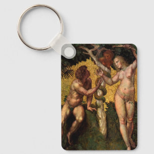 The Fall - Adam and Eve by Raphael Sanzio Key Ring