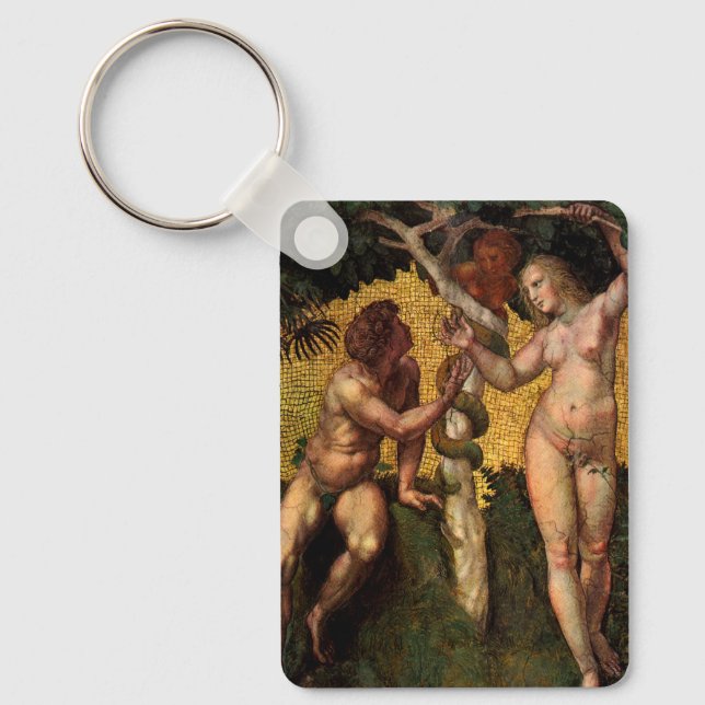 The Fall - Adam and Eve by Raphael Sanzio Key Ring (Front)