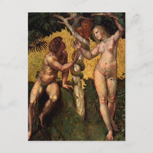 The Fall - Adam and Eve by Raphael Sanzio Postcard (Front)