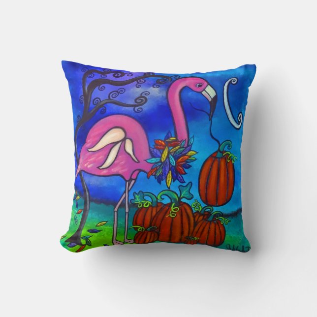 The Fall Flamingo Pillow (Front)
