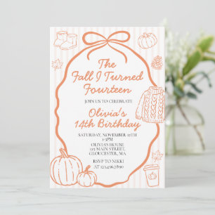 The Fall I Turned Fourteen Autumn 14th Birthday Invitation