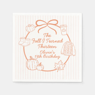 The Fall I Turned Thirteen Autumn 13th  Birthday Napkin
