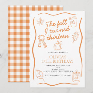 The Fall I Turned Thirteen autumn Birthday Invitation