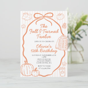 The Fall I Turned Twelve Autumn 12th Birthday Invitation