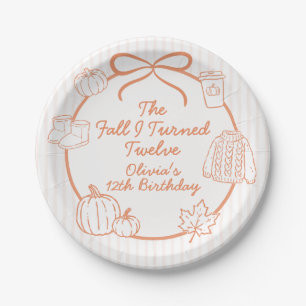 The Fall I Turned Twelve Autumn 12th Birthday Paper Plate
