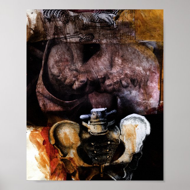 The fall of icarus, collage and ink poster (Front)