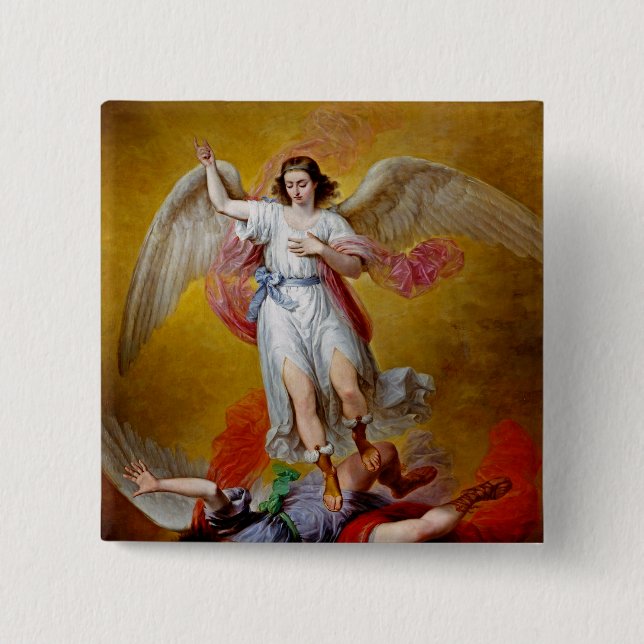 The fall of Lucifer by Antonio Maria Esquivel 15 Cm Square Badge (Front)