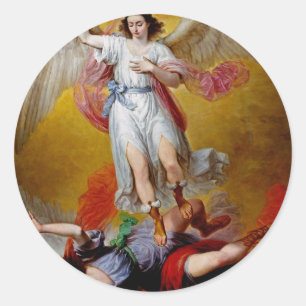 The Fall of Lucifer by Antonio María Esquivel Classic Round Sticker