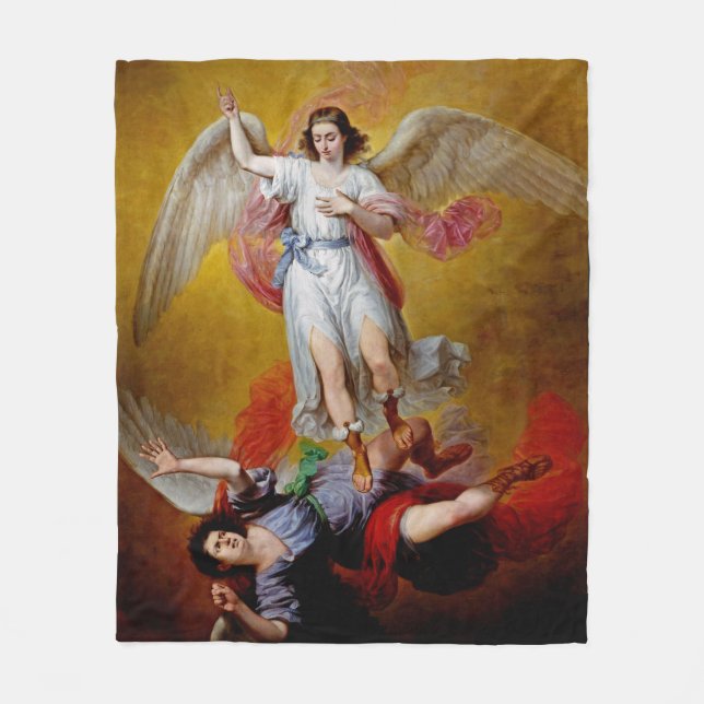 The fall of Lucifer by Antonio Maria Esquivel Fleece Blanket (Front)