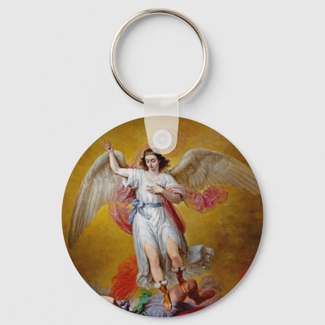The Fall of Lucifer by Antonio María Esquivel Key Ring (Front)
