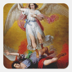 The Fall of Lucifer by Antonio María Esquivel Square Sticker