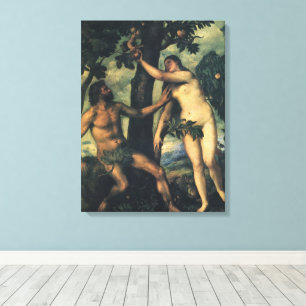 The Fall of Man; Adam and Eve by Titian Canvas Print