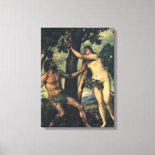 The Fall of Man; Adam and Eve by Titian Canvas Print