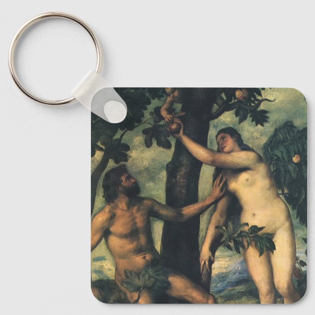 The Fall of Man; Adam and Eve by Titian Key Ring (Front)