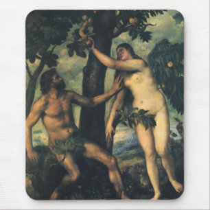 The Fall of Man; Adam and Eve by Titian Mouse Mat