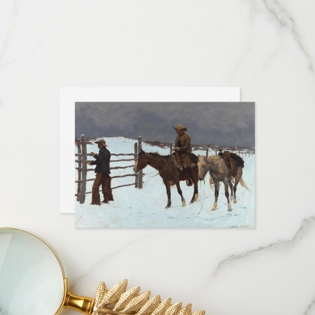 The Fall of the Cowboy by Frederic Remington Thank You Card (Front/Back In Situ)