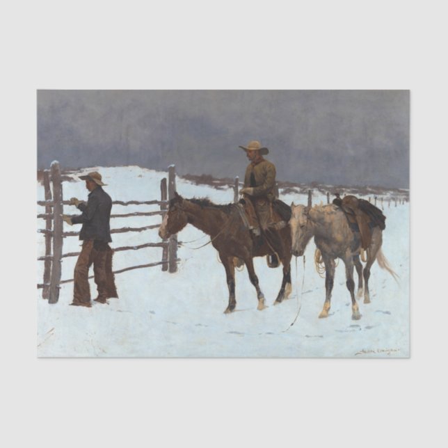 The Fall of the Cowboy by Frederic Remington Tissue Paper (Front)