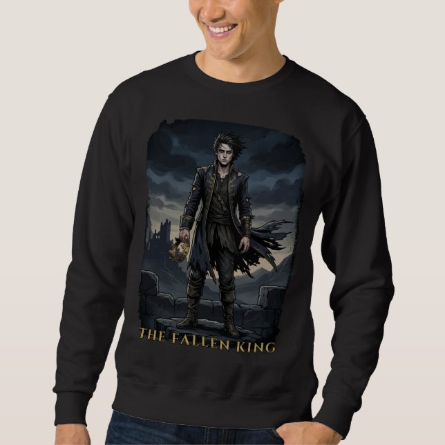 The Fallen King Gothic Dark Fantasy Design Sweatshirt (Front)