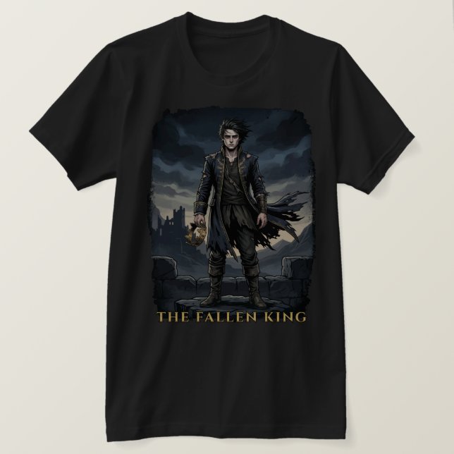 The Fallen King Gothic Dark Fantasy Design T-Shirt (Design Front)