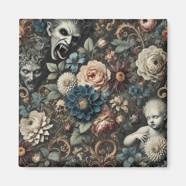 The Fallen Nursery – Gothic Floral Design Magnet (Front)