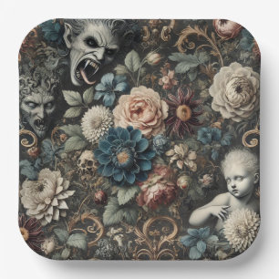 The Fallen Nursery – Gothic Floral Design Paper Plate