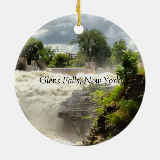 The Falls at Glens Falls Ceramic Tree Decoration (Back)