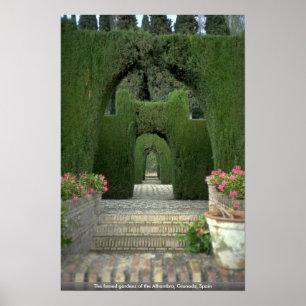 The famed gardens of the Alhambra, Granada, Spain Poster