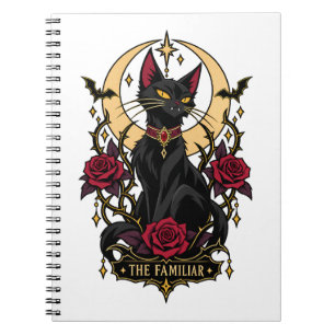 The Familiar Gothic Black Cat Crescent Moon Notebook