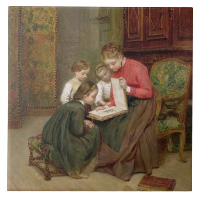 The Family Album, 1869 (oil on canvas) Tile (Front)