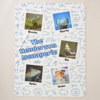 The Family Menagerie – Mixed Pet Custom Photo D Sherpa Blanket