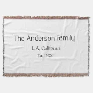 the family name est. year place city reunion summe throw blanket